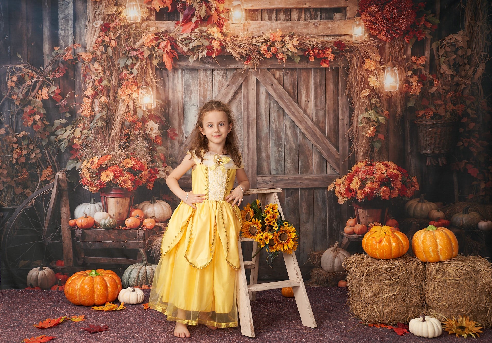 Kate Autumn Leaves Retro Barn Backdrop Designed by Emetselch - Kate Backdrop AU