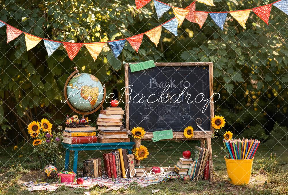 Kate Back To School Blackboard Books Fleece Backdrop Designed by Emetselch - Kate Backdrop AU