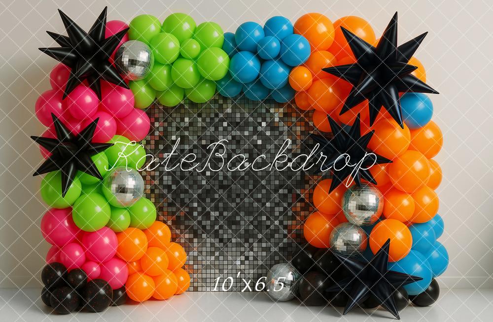 Kate Colourful Balloons Disco Balls Backdrop Designed by Ashley Paul