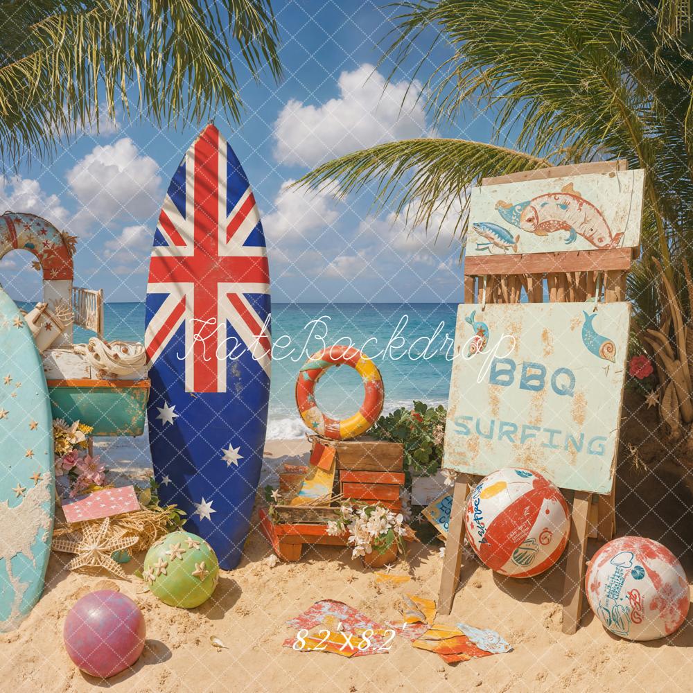 Kate Summer Surfboards BBQ Beach Backdrop Designed by Emetselch