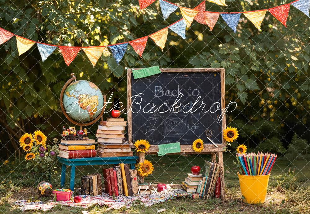 Kate Back To School Blackboard Books Fleece Backdrop Designed by Emetselch - Kate Backdrop AU