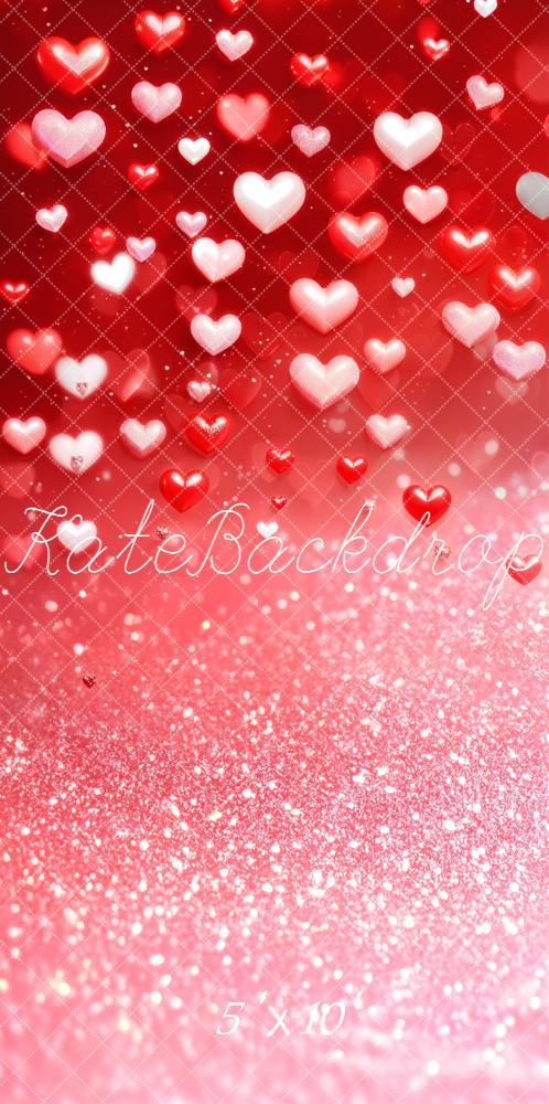 Kate Sweep Red Hearts Glitter Bokeh Backdrop Designed by Emetselch