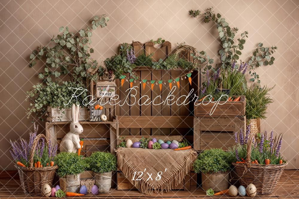 Kate Easter Bunny Carrots Wooden Crates Backdrop Designed by Emetselch
