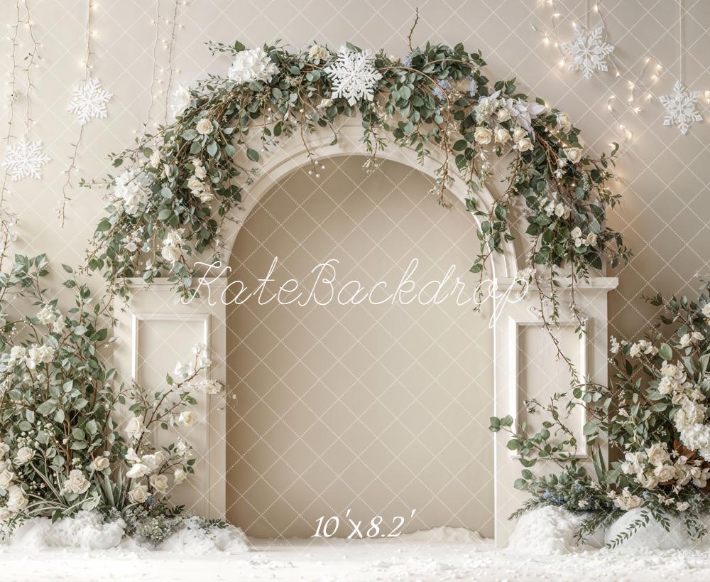 Kate Arch Snowflakes Greenery Backdrop Designed by Emetselch