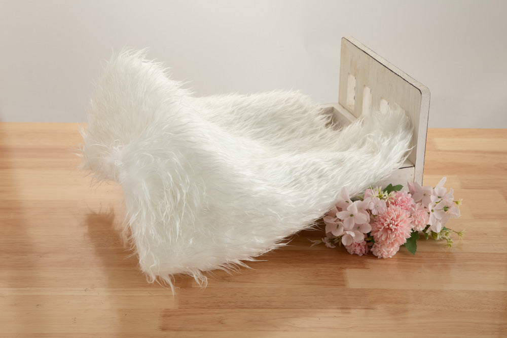LONSALE Kate White Faux Fur Blanket Props for Baby Photography