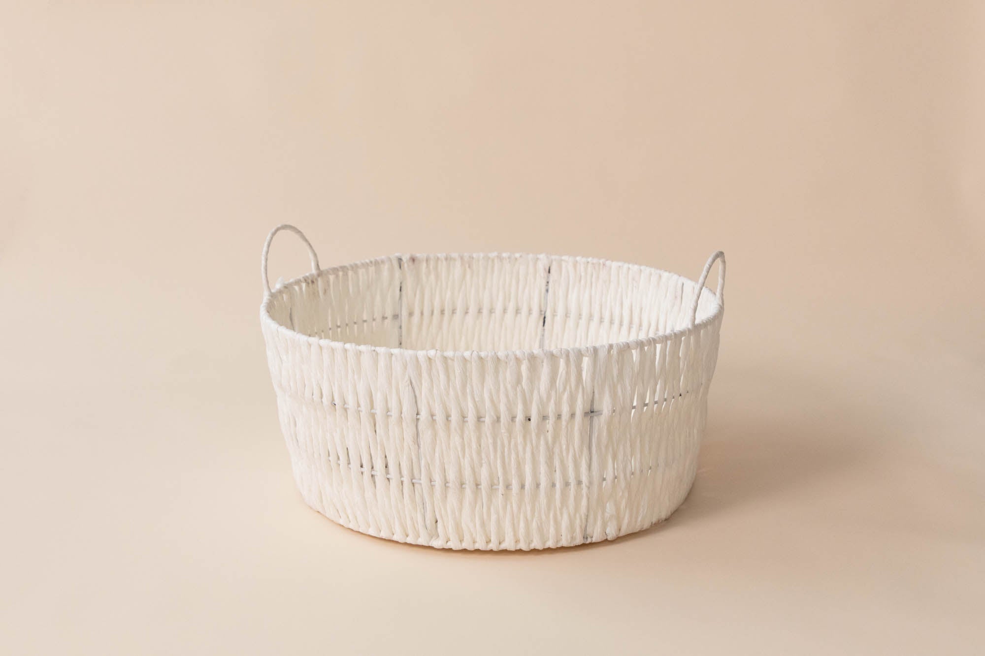 Kate Handmade Woven Round Basket Cream Color Newborn Photography Props