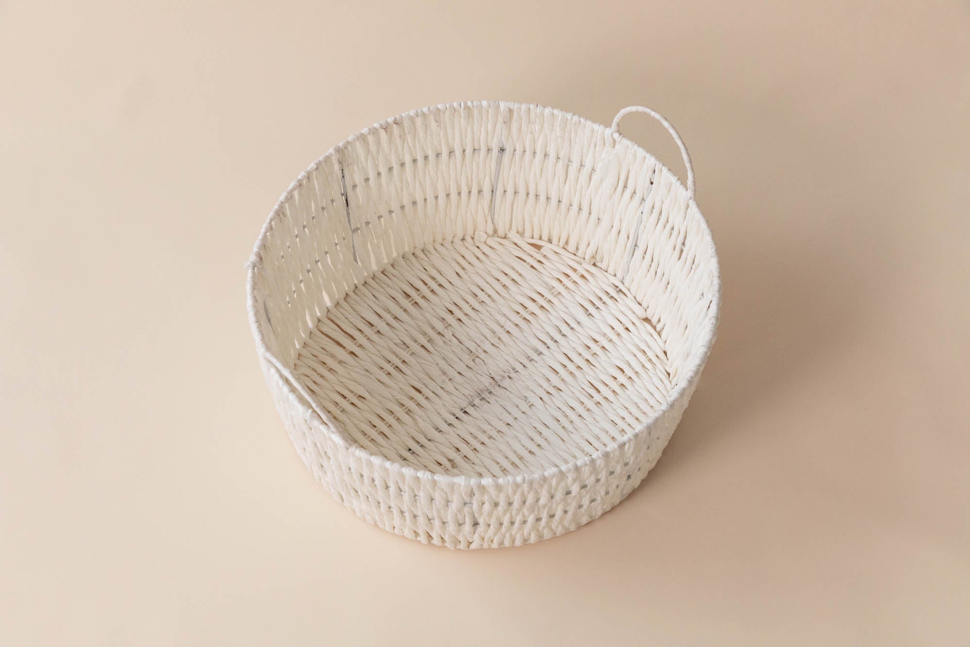 Kate Handmade Woven Round Basket Cream Color Newborn Photography Props