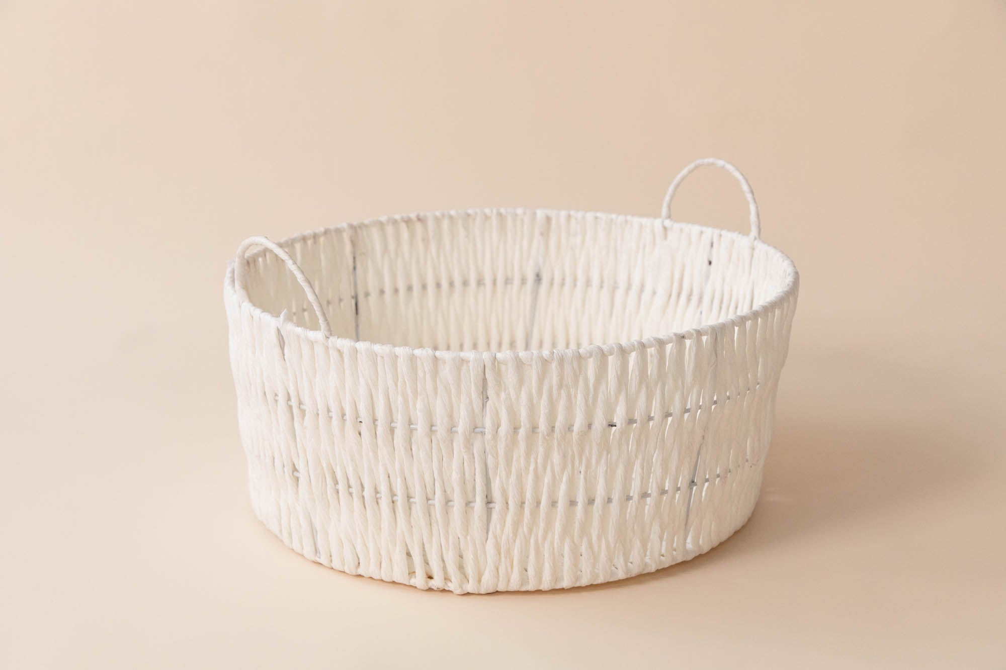 Kate Handmade Woven Round Basket Cream Color Newborn Photography Props