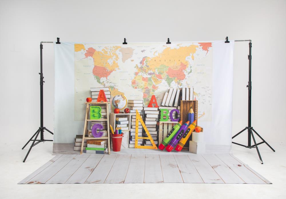 Kate Back to School Backdrop World Map Designed by Emetselch