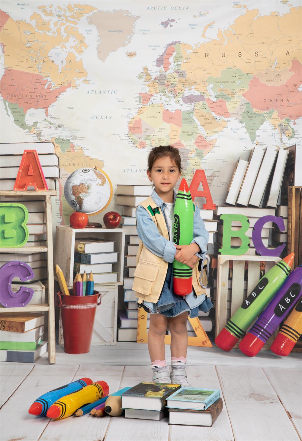 Kate Back to School Backdrop World Map Designed by Emetselch