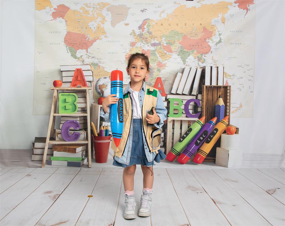 Kate Back to School Backdrop World Map Designed by Emetselch - Kate Backdrop AU