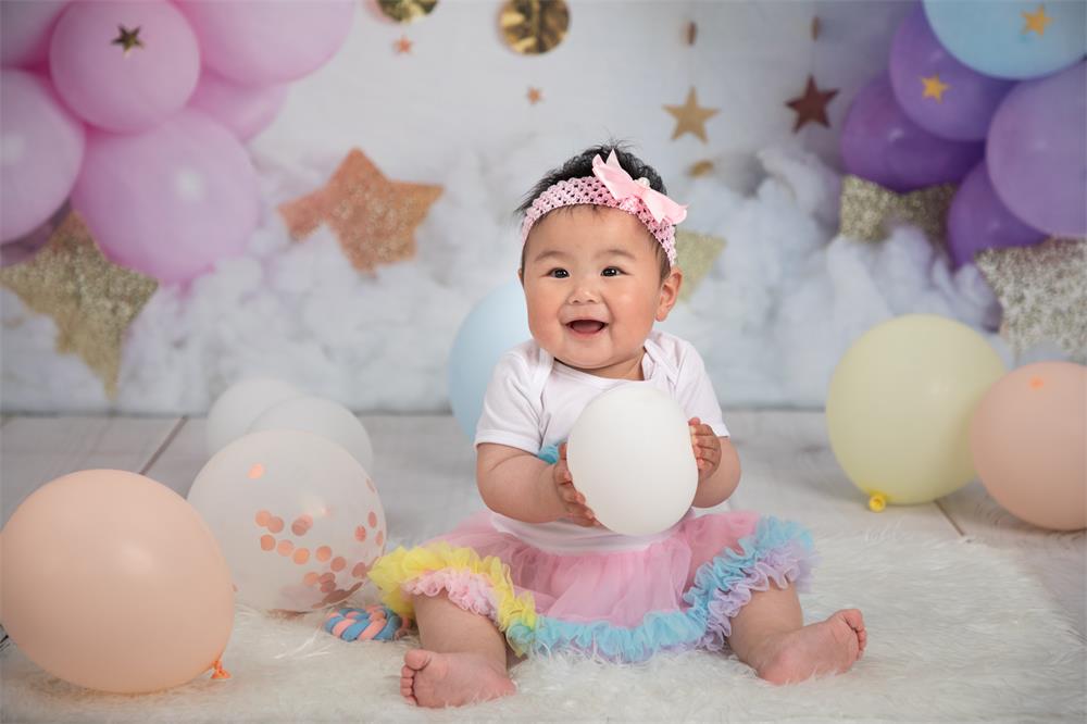 Kate Rainbow Balloons Garland Children Cake Smash Backdrop Designed by Megan Leigh Photography - Kate Backdrop AU