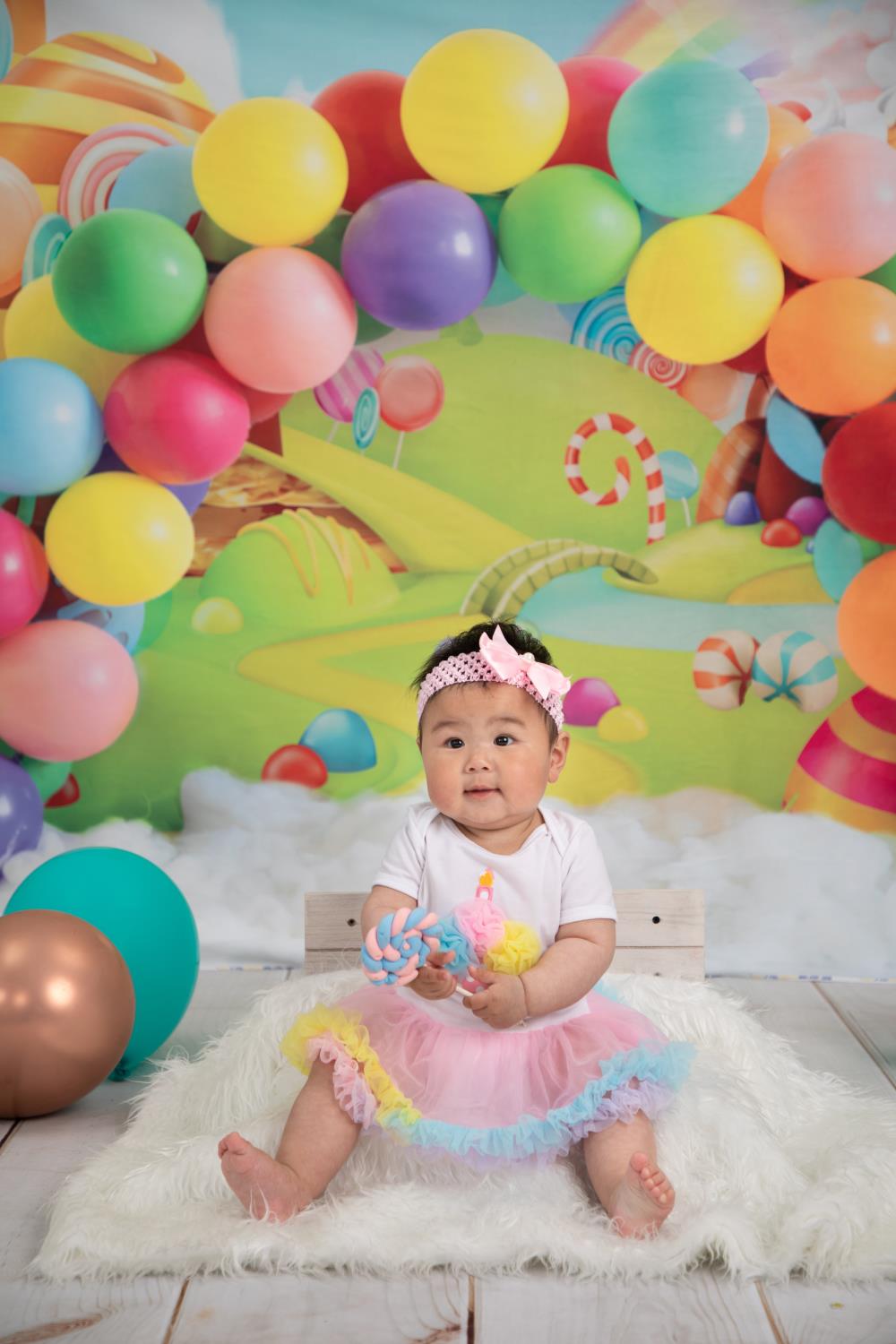 Kate Candy World Colorful Rainbow Balloon Backdrop for Photography - Kate Backdrop AU
