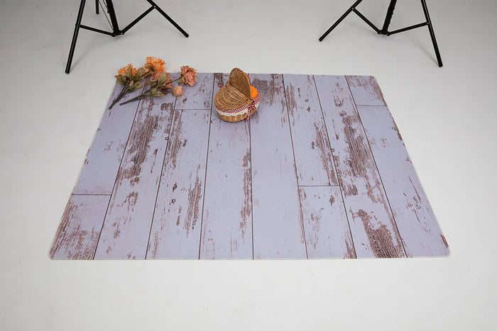 Kate Retro White Litte Light Grey Wood Rubber Floor Mat - Kate Backdrop AU