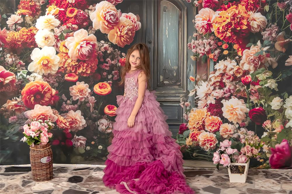 Kate Spring Fine Art Warm Floral Arch Wall Backdrop Designed by Chain Photography - Kate Backdrop AU