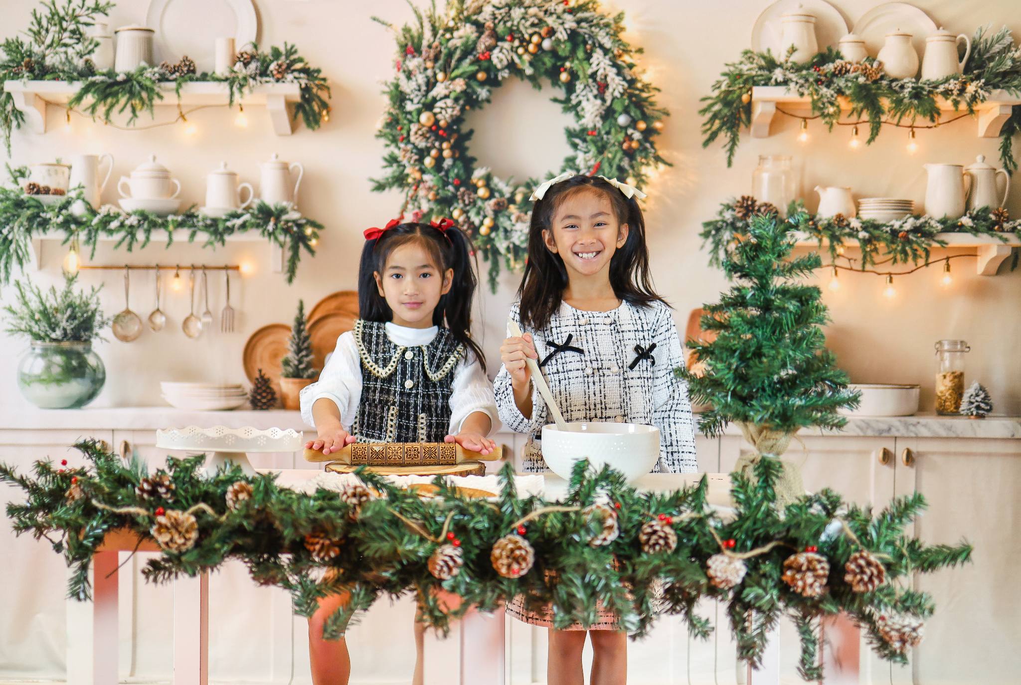 Kate Christmas Kitchen White Cabinets Backdrop Designed by Emetselch