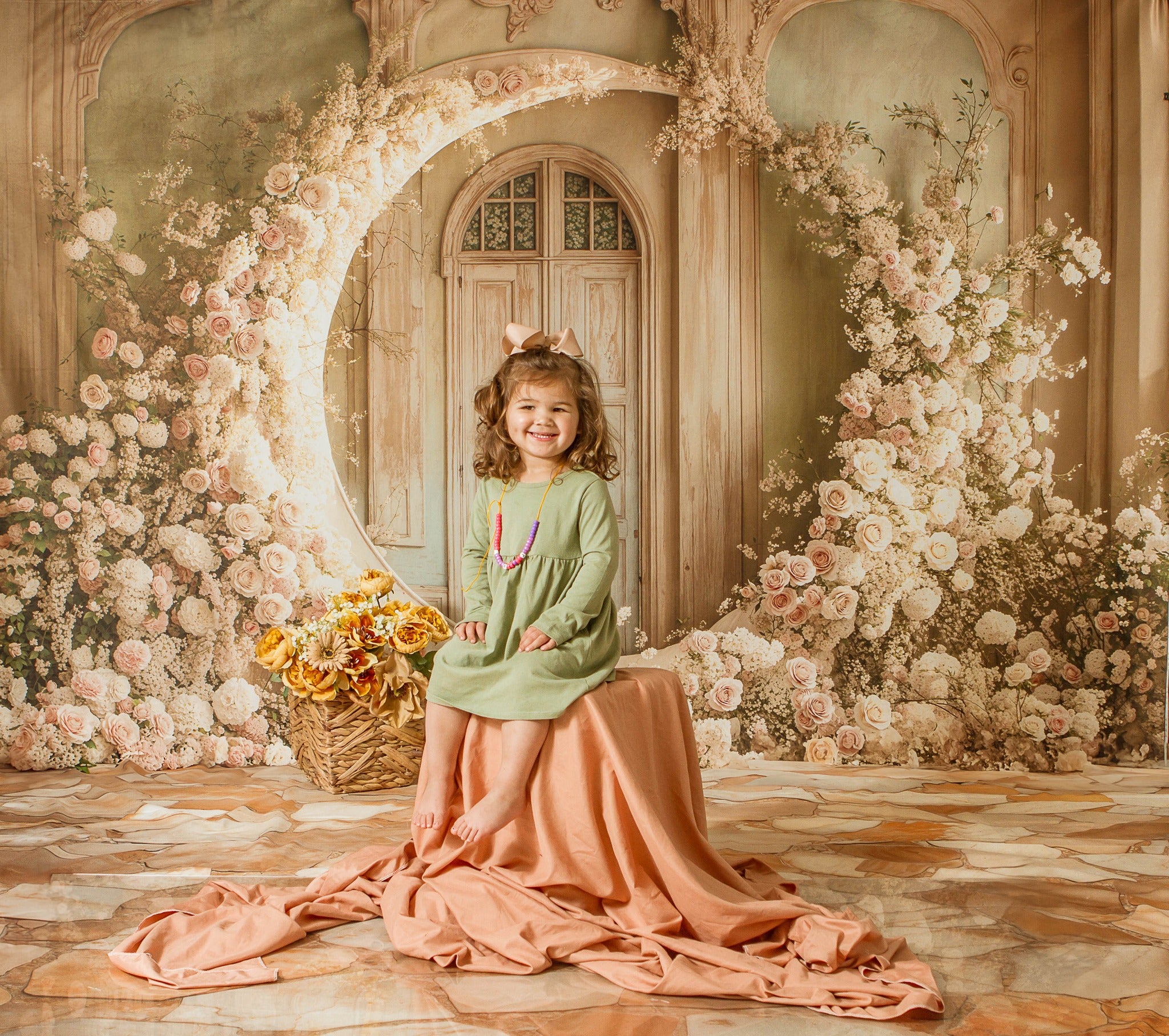 Kate Spring Backdrop Mother's Day Floral Moon Arch Wedding Designed by Emetselch