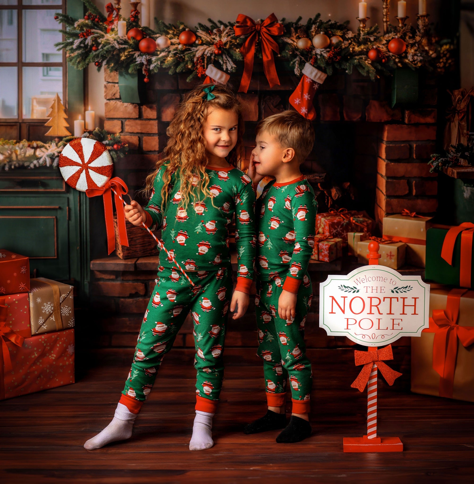 Kate Christmas Kitchen Fireplace Cabinets Backdrop Designed by Emetselch - Kate Backdrop AU