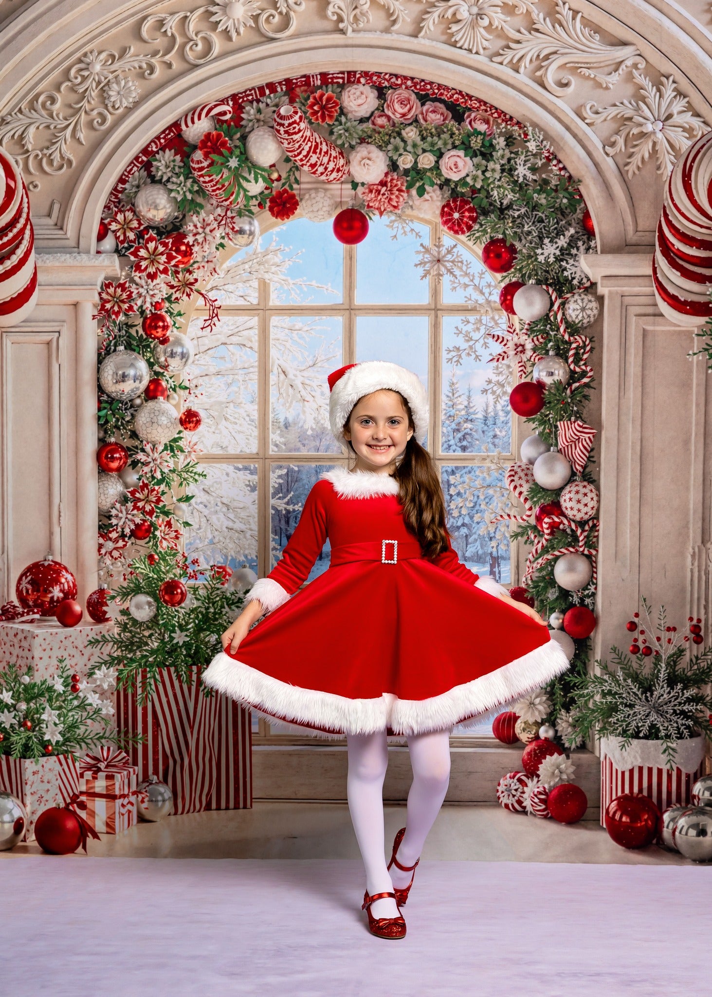 Kate Christmas Backdrop Candy Cane Decoration Designed by Emetselch - Kate Backdrop AU