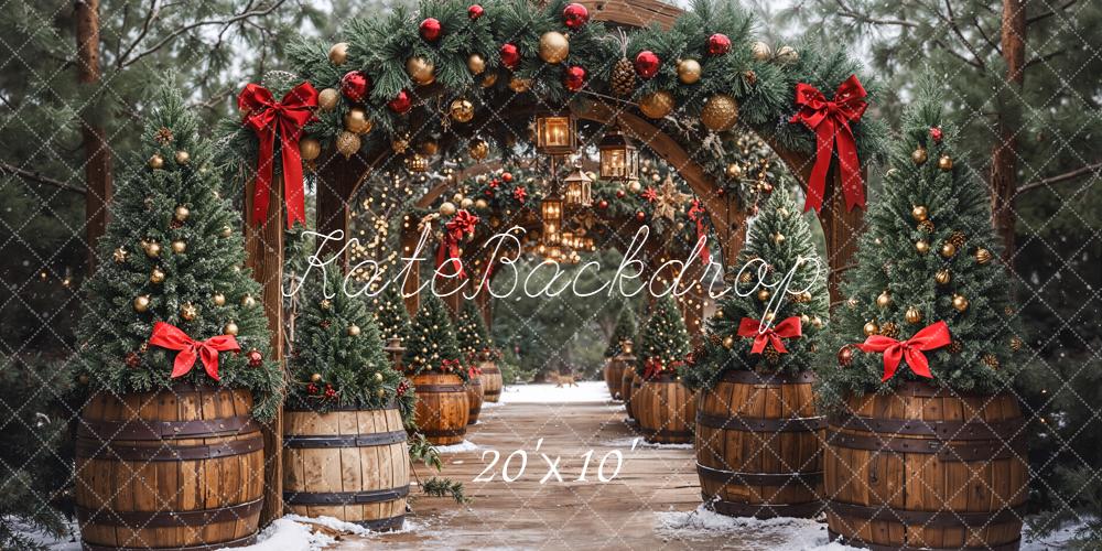 Kate Christmas Arch Pine Trees Backdrop Designed by Emetselch - Kate Backdrop AU