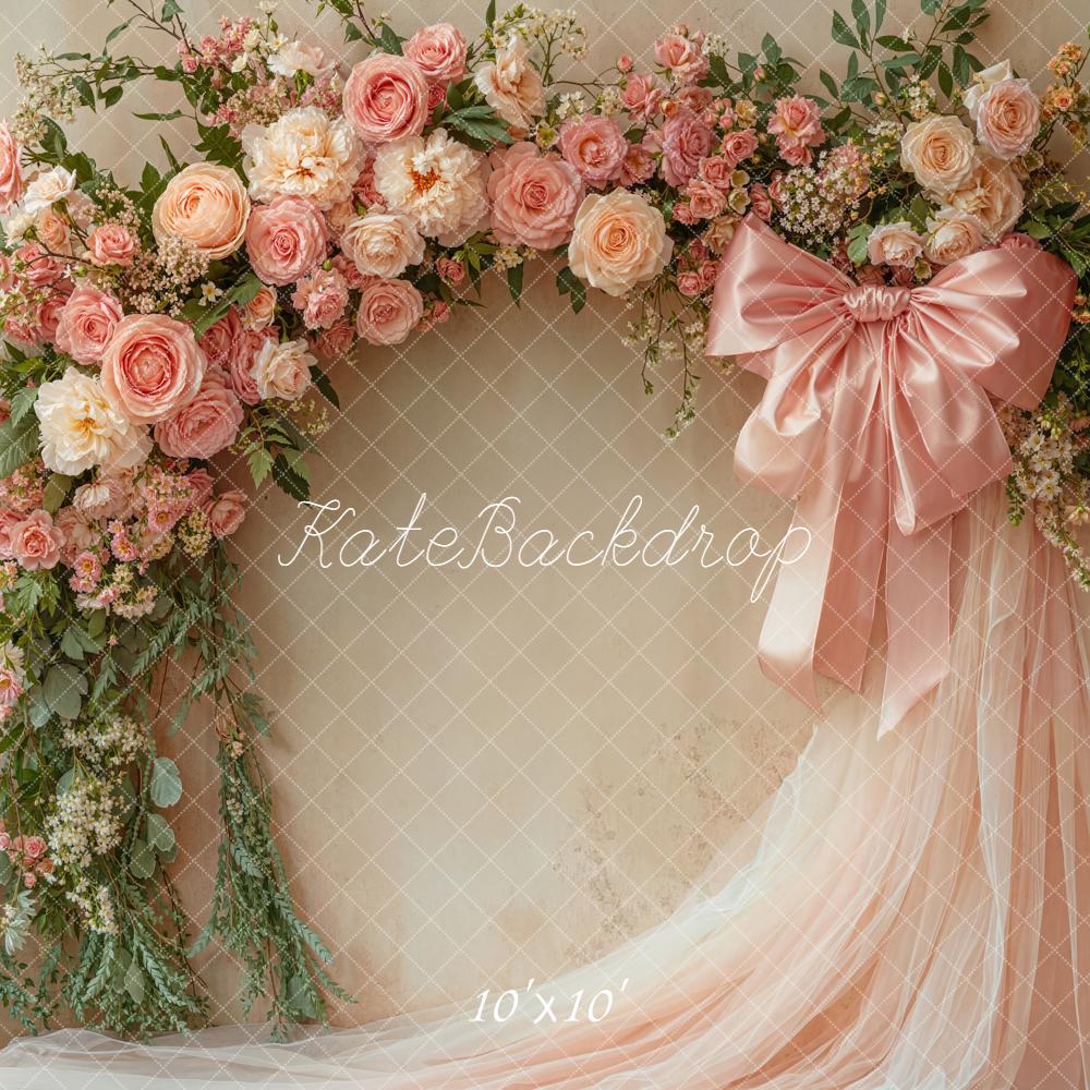 Kate Flower Arch Pink Roses Bow Backdrop Designed by Emetselch
