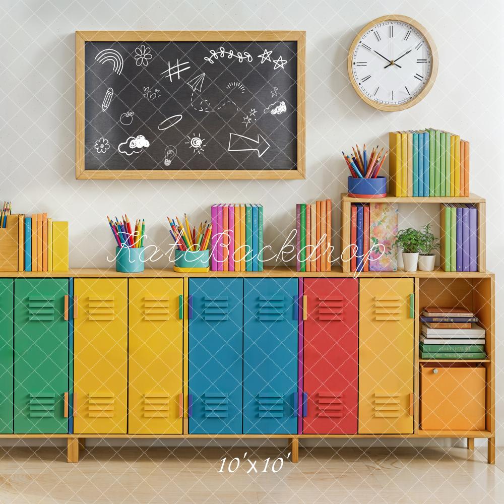Kate Back to School Colourful Lockers Backdrop Designed by Emetselch - Kate Backdrop AU