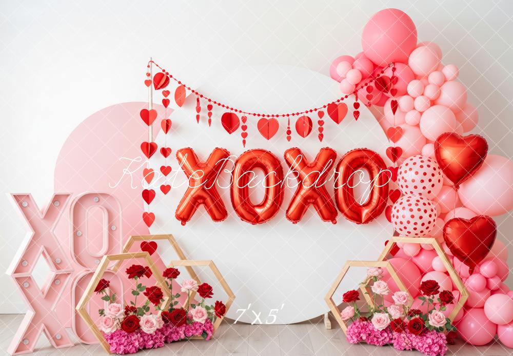 Kate Valentine XOXO Balloons Hearts Backdrop Designed by Patty Roberts