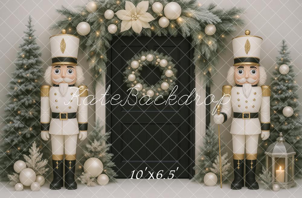 Kate Christmas Nutcracker Fir Trees Black Door Backdrop Designed by Ashley Paul