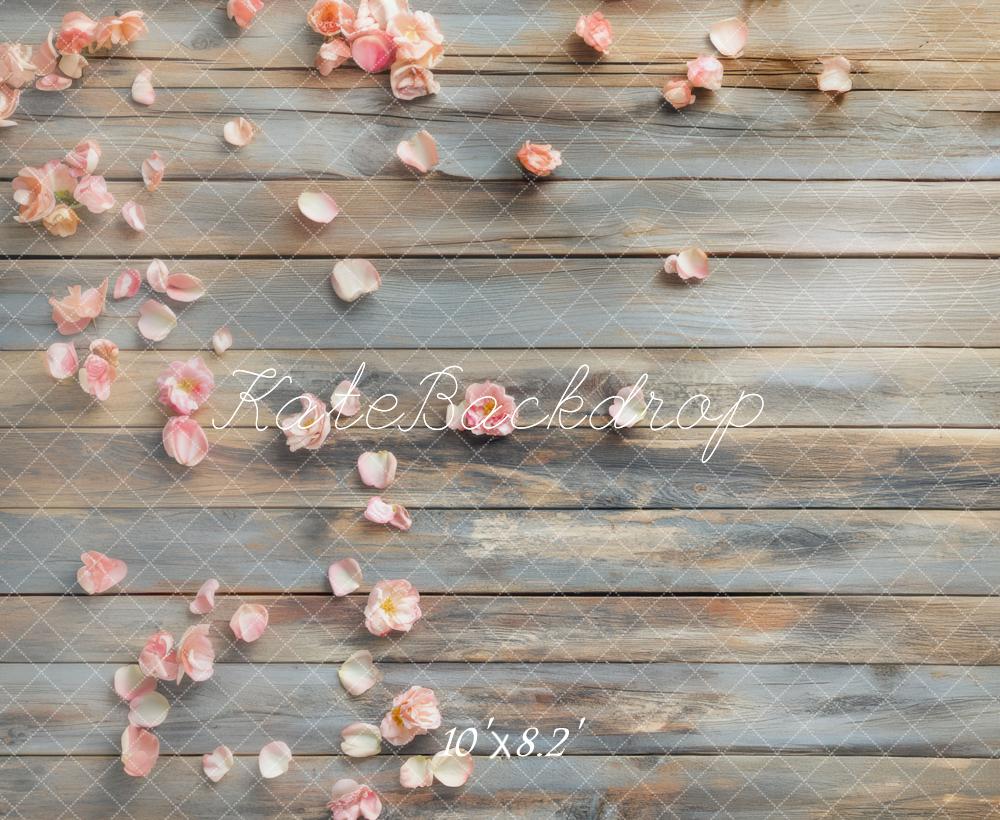 Kate Flower Petals Wood Planks Backdrop Designed by Mini MakeBelieve - Kate Backdrop AU
