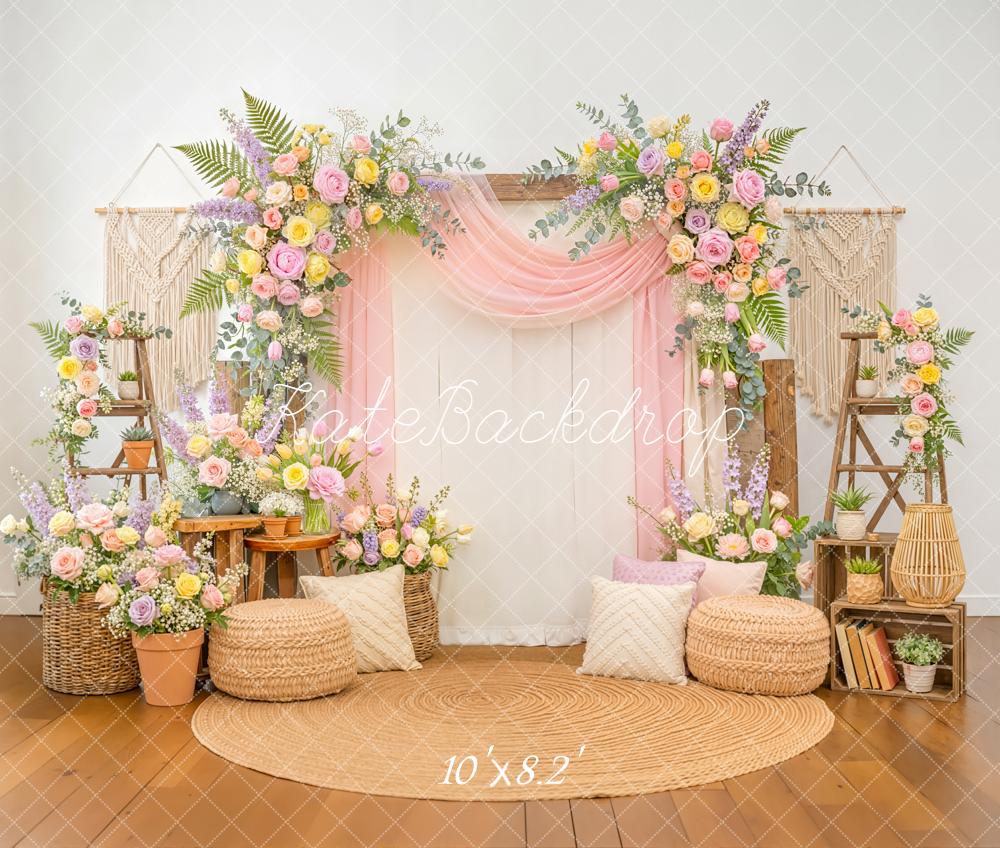 Kate Flower Boho Macrame Pastel Backdrop Designed by Emetselch