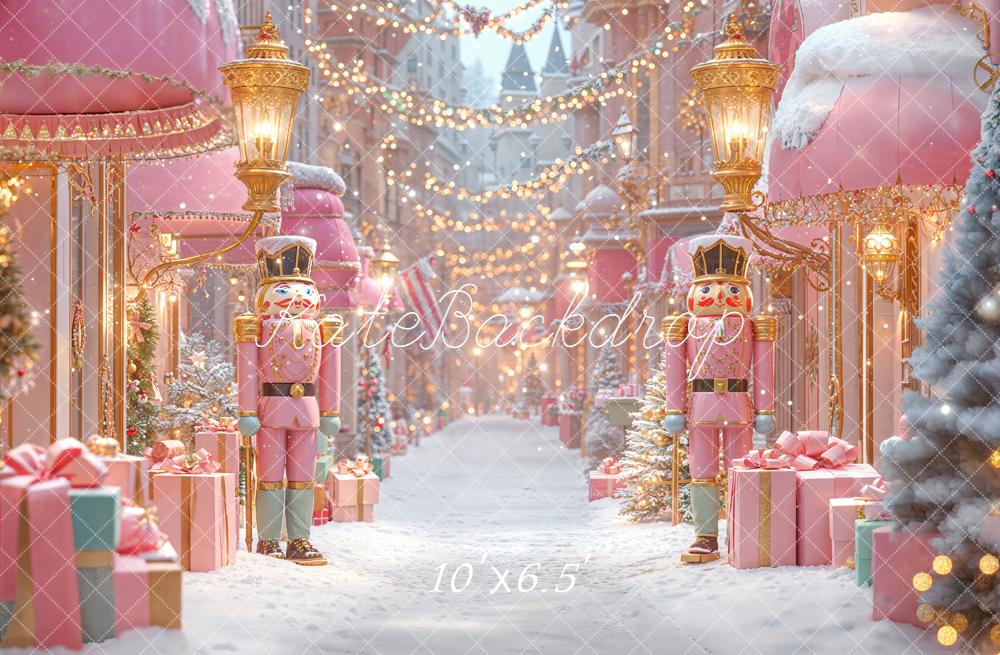 Kate Christmas Nutcracker Pink Street Backdrop Designed by Emetselch - Kate Backdrop AU