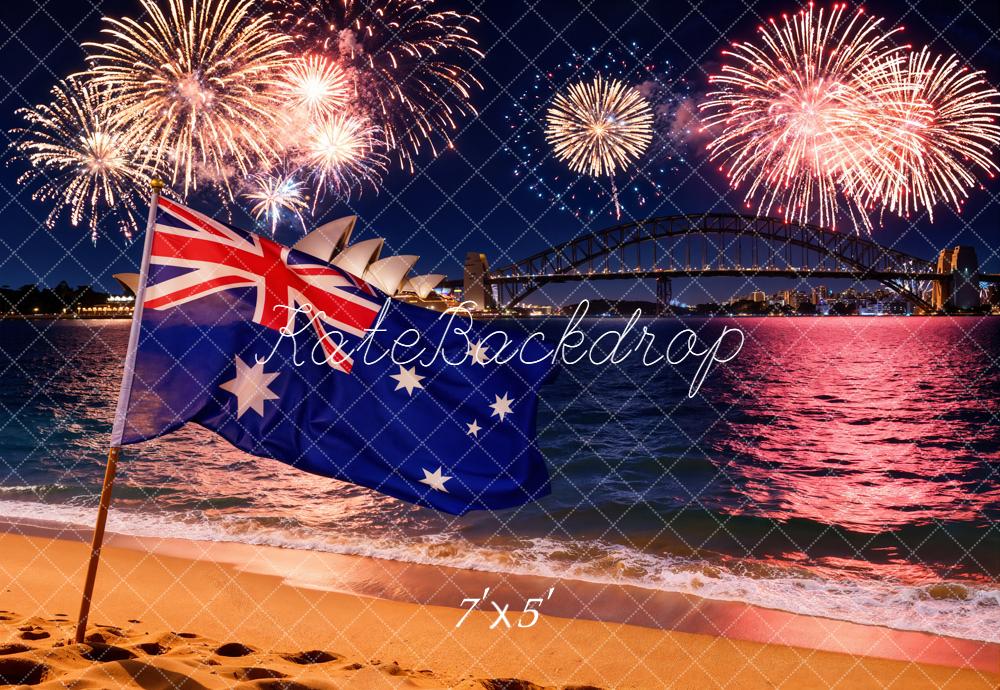 Kate Australia Day Fireworks Beach Night Backdrop Designed by Chain