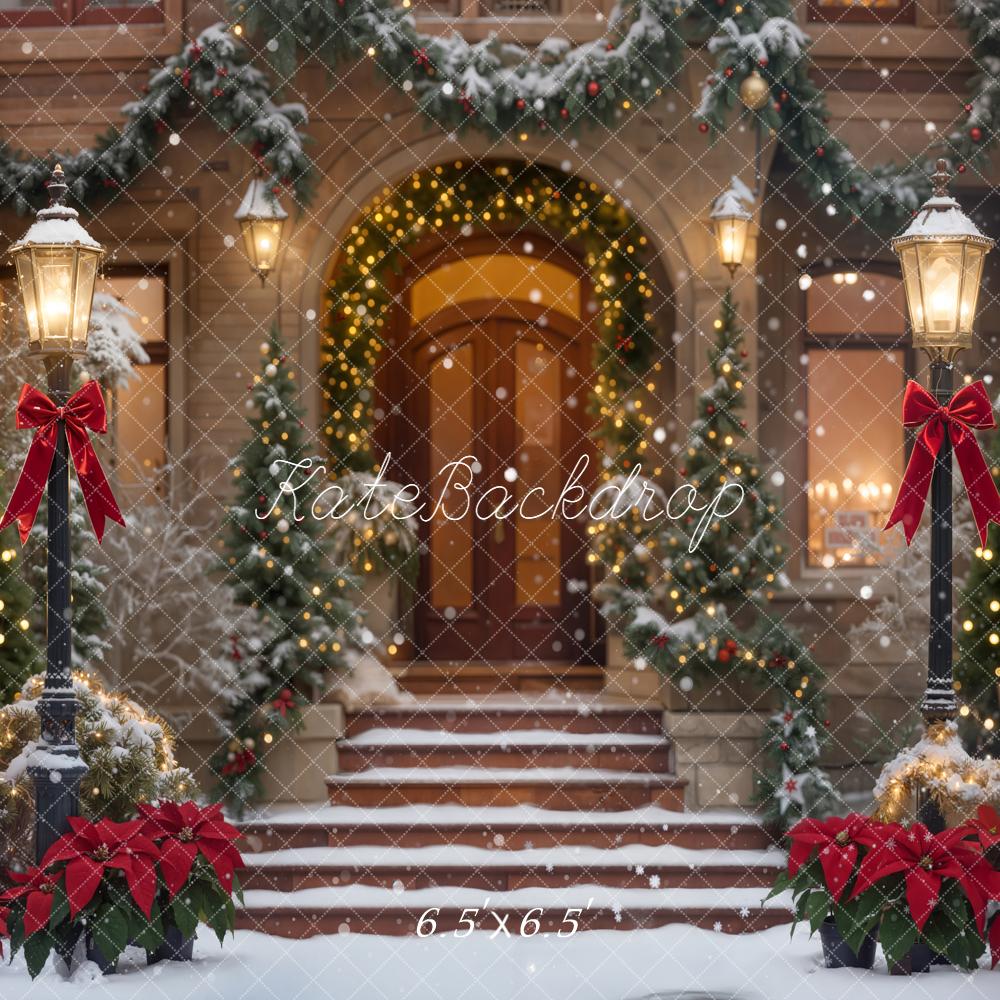 Kate Christmas Snowy Steps Backdrop Designed by Chain