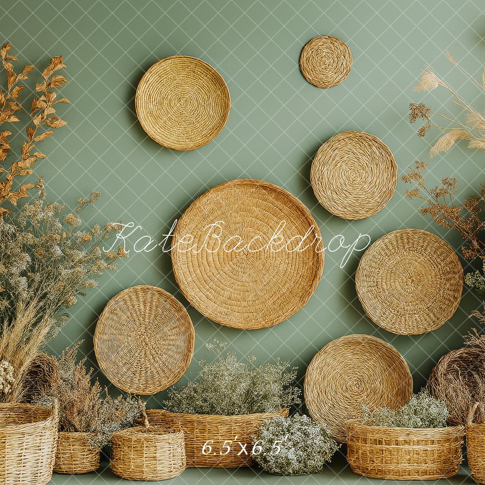 15% OFF Kate Boho Rattan Baskets Dried Flowers Backdrop Designed by Patty Roberts - Kate Backdrop AU