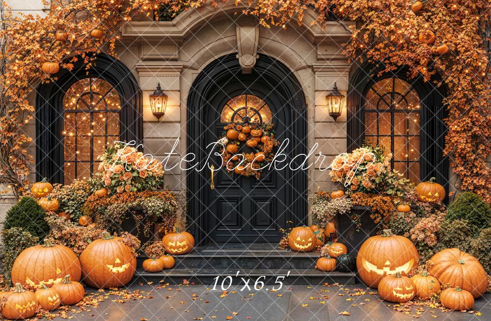 Kate Halloween Pumpkin Autumn Fleece Backdrop Designed by Emetselch - Kate Backdrop AU