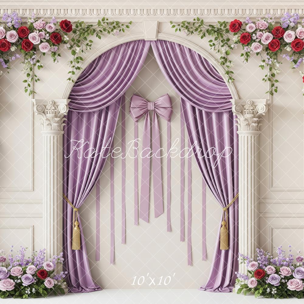 Kate Flower Arch Purple Drapes Backdrop Designed by Patty Roberts