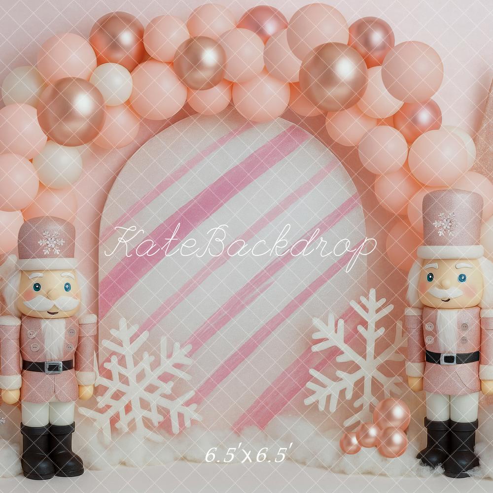 Kate Christmas Nutcracker Pink Balloon Arch Backdrop Designed by Mini MakeBelieve - Kate Backdrop AU
