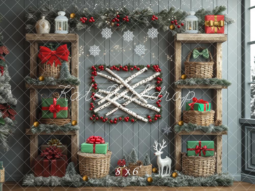Kate Christmas Wooden Cabinet Gift Backdrop Designed by Mini MakeBelieve - Kate Backdrop AU