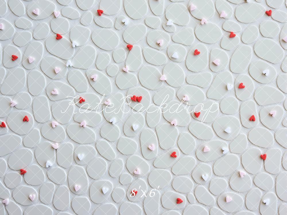 Kate Pebble Pattern Small Heart Pastel Backdrop Designed by Mini MakeBelieve