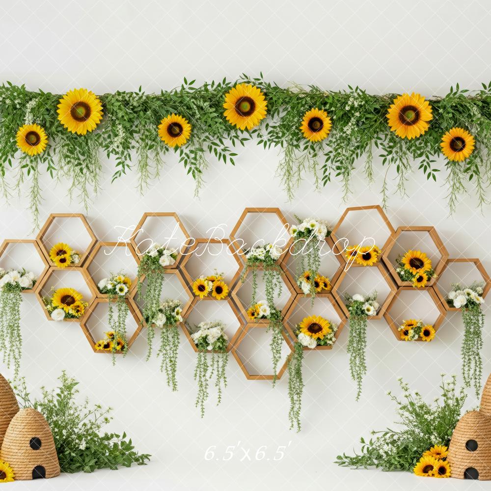 Kate Sunflower Hexagon Hive Cake Smash Backdrop Designed by Patty Roberts