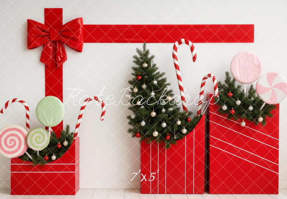 Kate Christmas Gift Lollipops Candy Canes Red Backdrop Designed by Patty Roberts