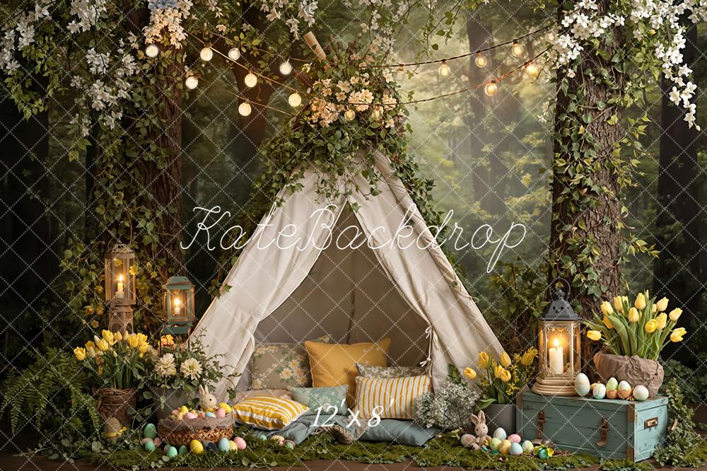 Kate Easter Bunny Forest Fleece Backdrop Designed by Emetselch