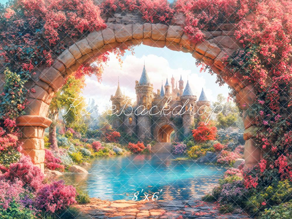 Kate Princess Castle Stone Arch Lake Spring Backdrop Designed by Emetselch