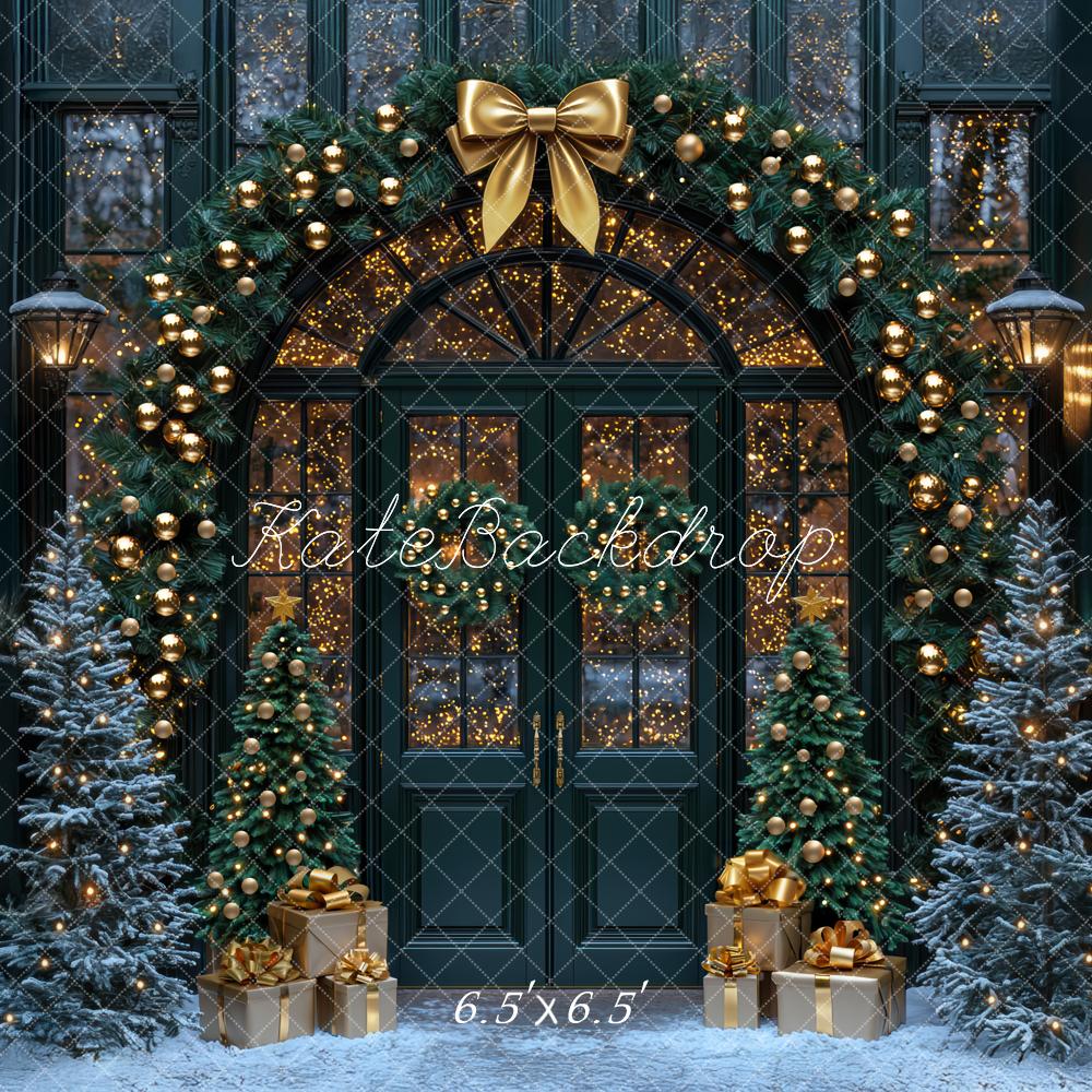 Kate Christmas Gold Garland Trees Backdrop Designed by Mini MakeBelieve - Kate Backdrop AU