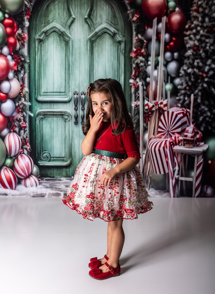 Kate Winter Christmas Tree Balloon Door Backdrop for Photography