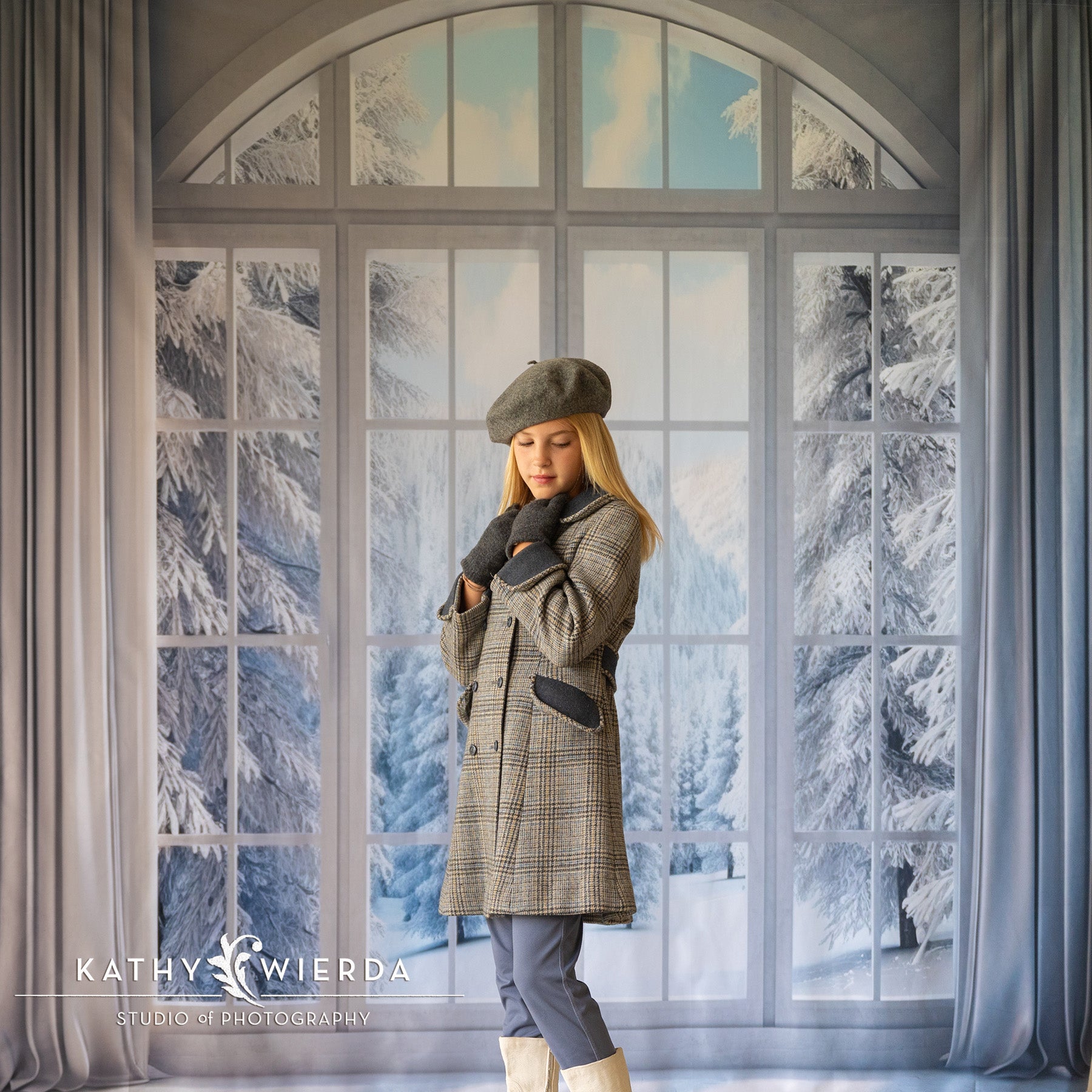 Kate Snow Scene Window Winter Backdrop Designed by Chain Photography - Kate Backdrop AU