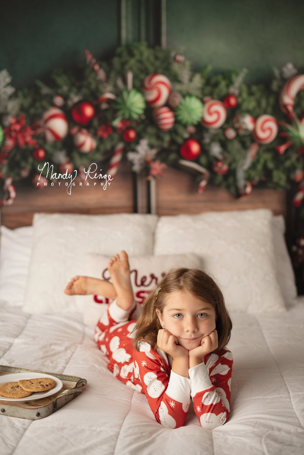 Kate Green Christmas Headboard Backdrop Candy Cane Designed by Mandy Ringe Photography