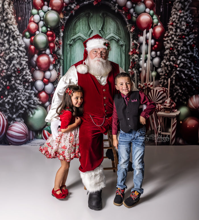 Kate Winter Christmas Tree Balloon Door Backdrop for Photography