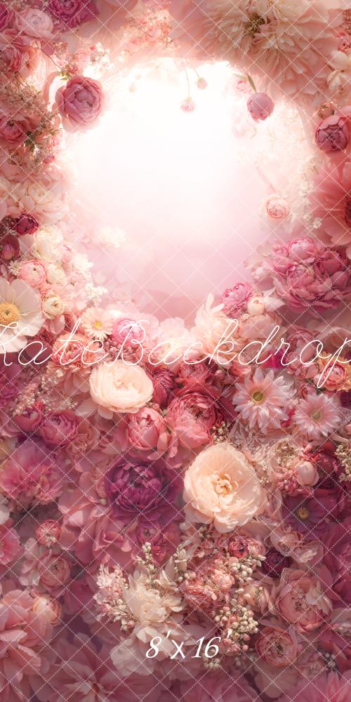 Kate Sweep Flower Arch Pink Flowers Backdrop Designed by Chain - Kate Backdrop AU