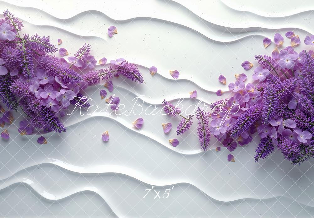 Kate Purple Floral Waves Backdrop Designed by Mini MakeBelieve